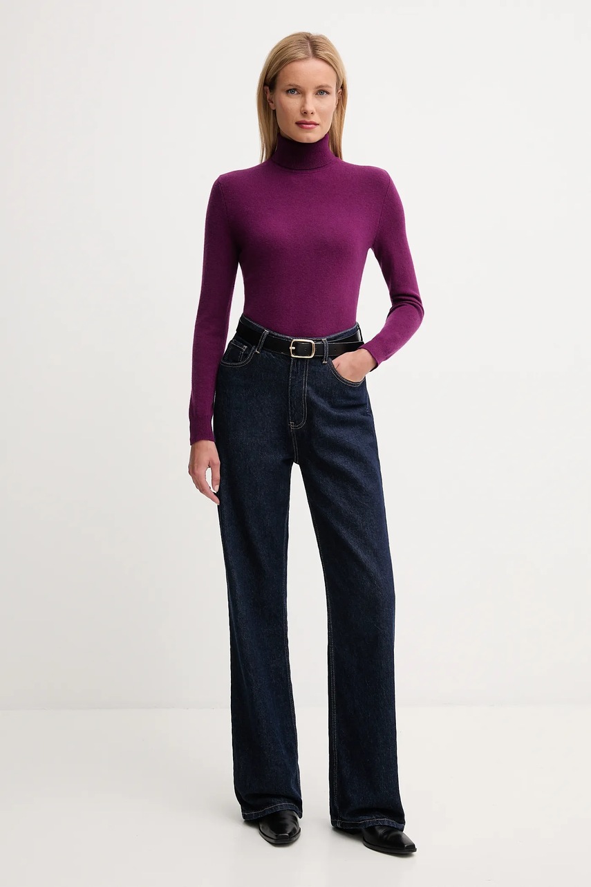 Шерстяной свитер United Colors of Benetton цвет серый с гольфом 1002D2348