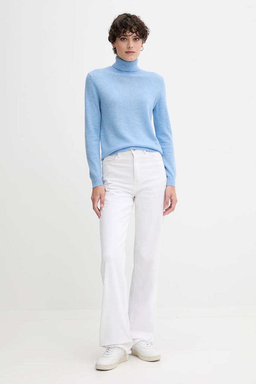 Шерстяной свитер United Colors of Benetton цвет серый с гольфом 1002D2348