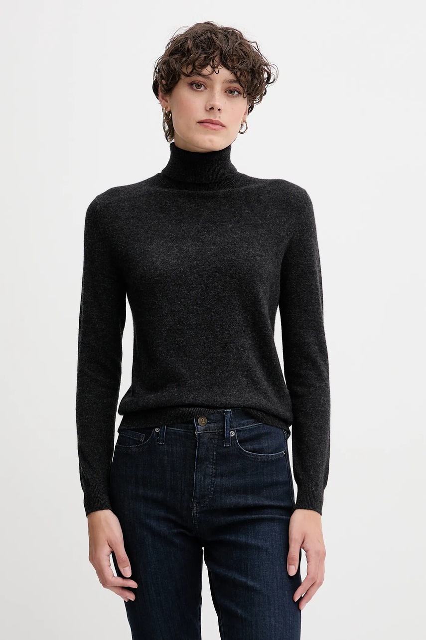 United Colors of Benetton pulover de lână culoarea gri, cu guler, 1002D2348