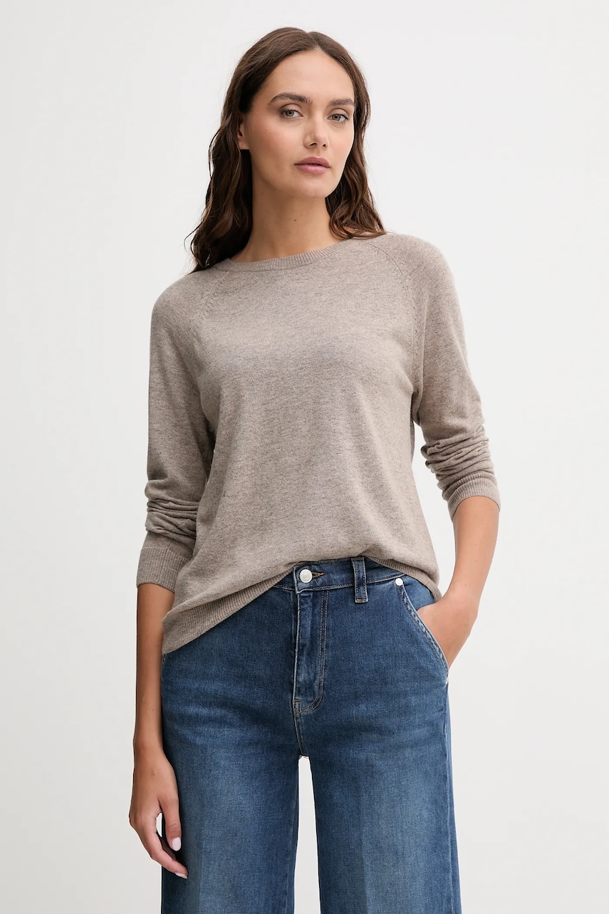 Levně Svetr z vlněné směsi United Colors of Benetton dámský, šedá barva, 1035D1P17