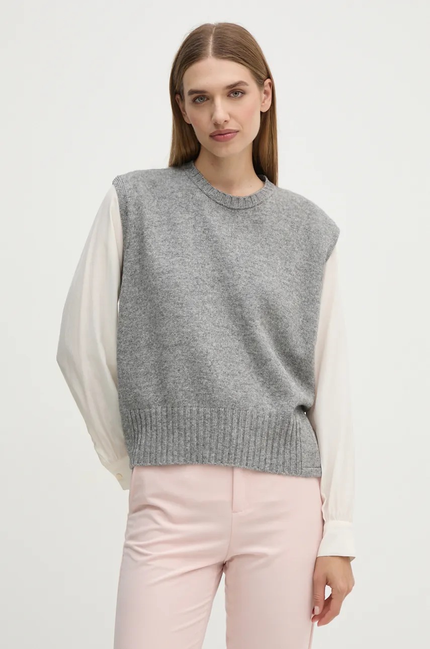 

Елек с вълна United Colors of Benetton в сиво от лека материя 126WD10BA, Сив