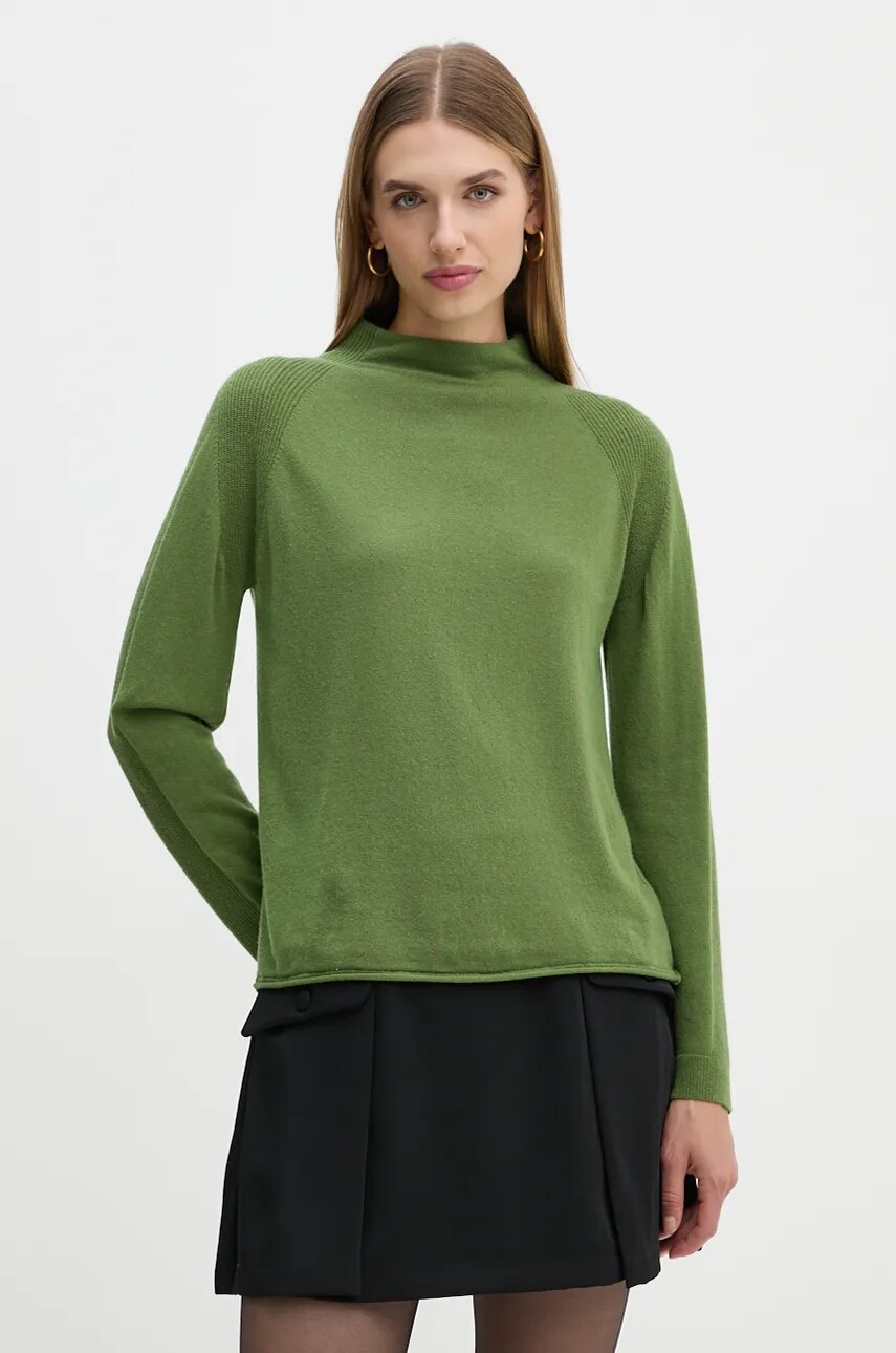 United Colors of Benetton pulover din amestec de lana femei, culoarea verde, light, cu turtleneck, 1035D203B