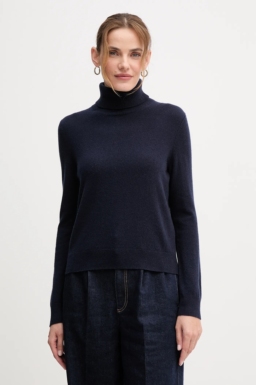 United Colors of Benetton pulover de casmir culoarea bej, light, cu guler, 1033D202D