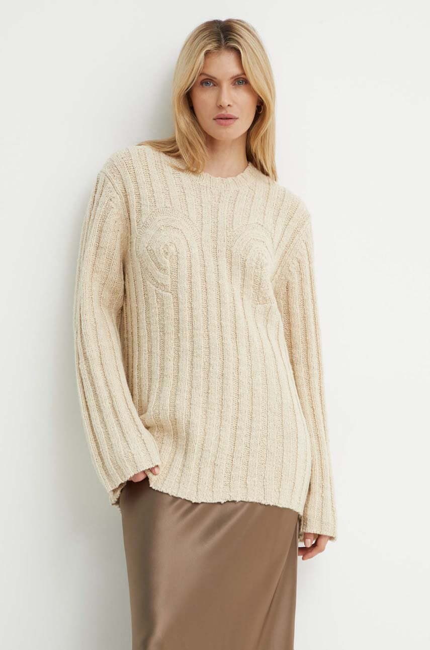 By Malene Birger pulover de lana CIRRA femei, culoarea bej, călduros, Q72457001 By Malene Birger pulover de lana CIRRA femei, culoarea bej, călduros, Q72457001