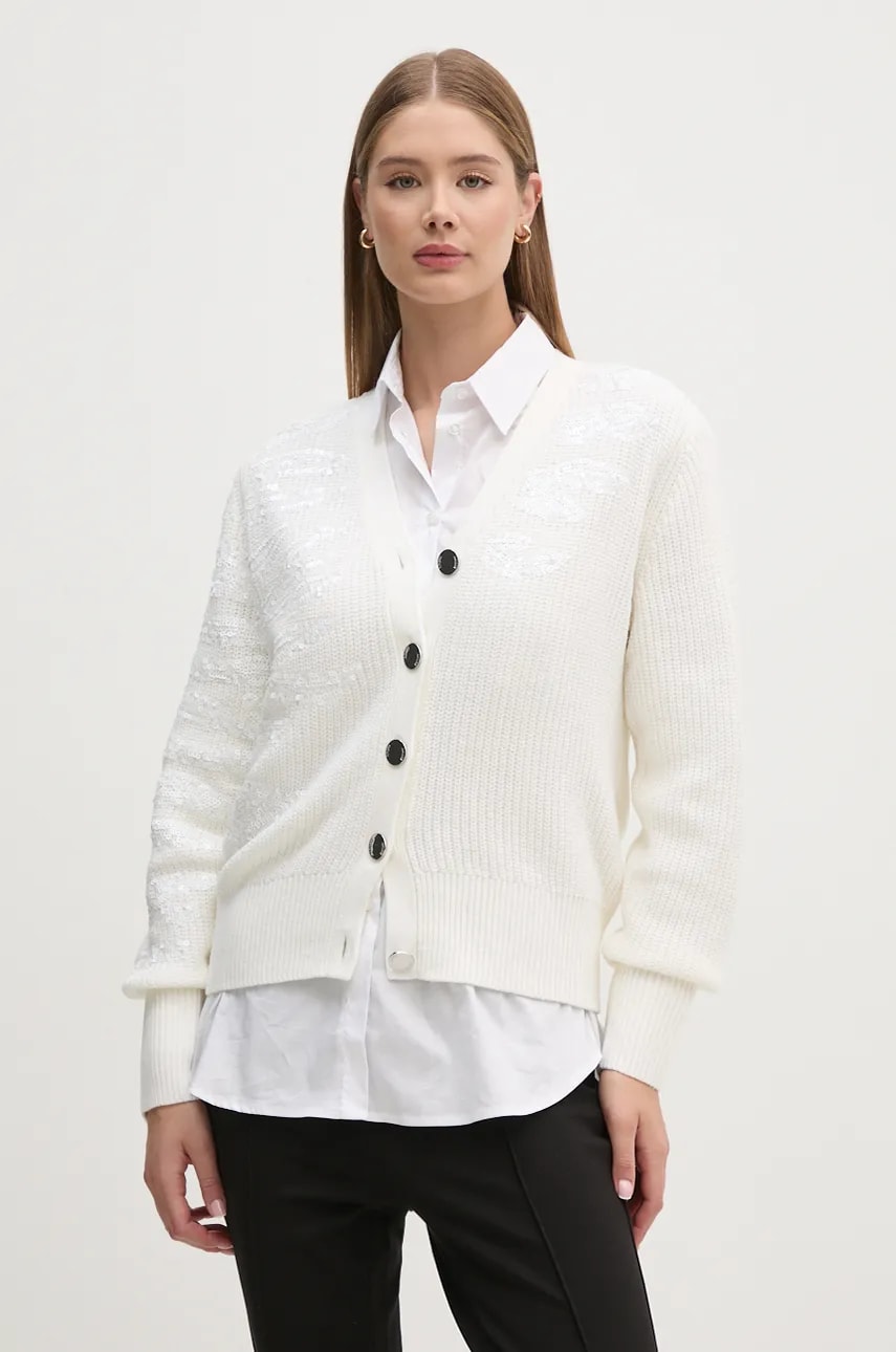 Dkny cardigan femei, culoarea bej, light, P4MXAQ60 Dkny cardigan femei, culoarea bej, light, P4MXAQ60