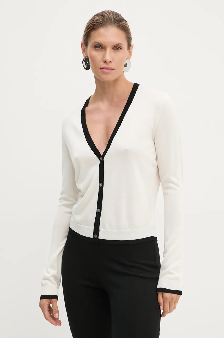 Theory cardigan din lana culoarea bej, light, O0711712 Theory cardigan din lana culoarea bej, light, O0711712