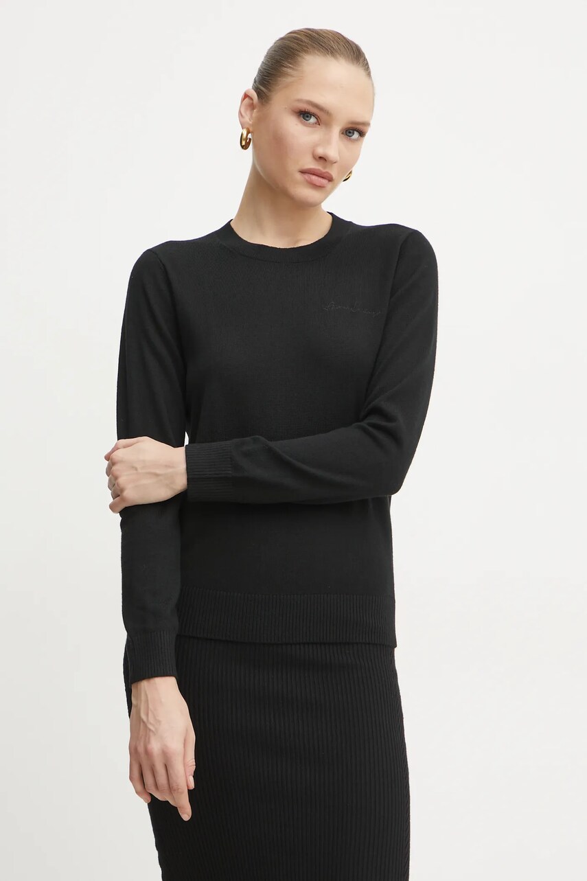 Armani Exchange pulover de lana femei, culoarea negru, light, 6DYM1J YME3Z