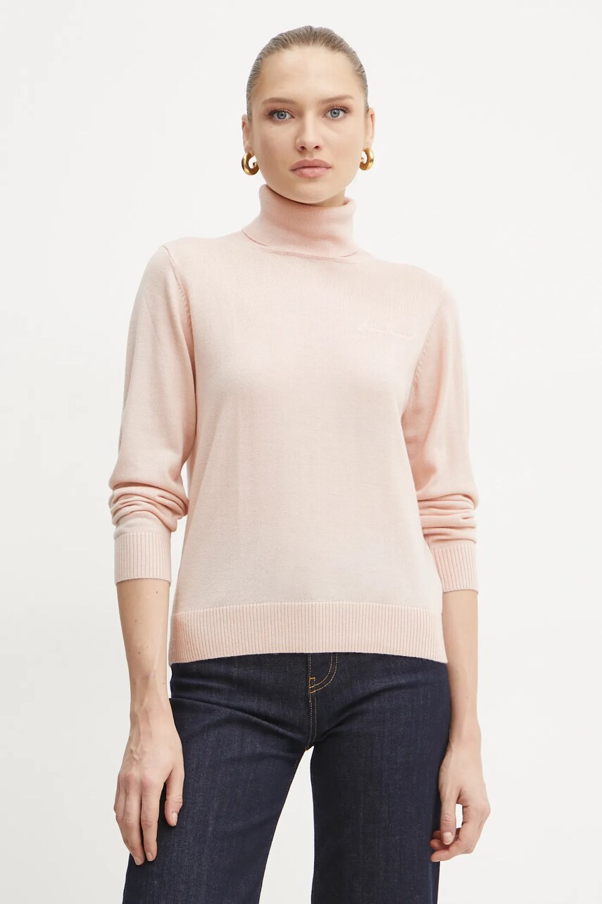 Armani Exchange pulover de lana femei, culoarea roz, light, cu guler, 6DYM1K YME3Z