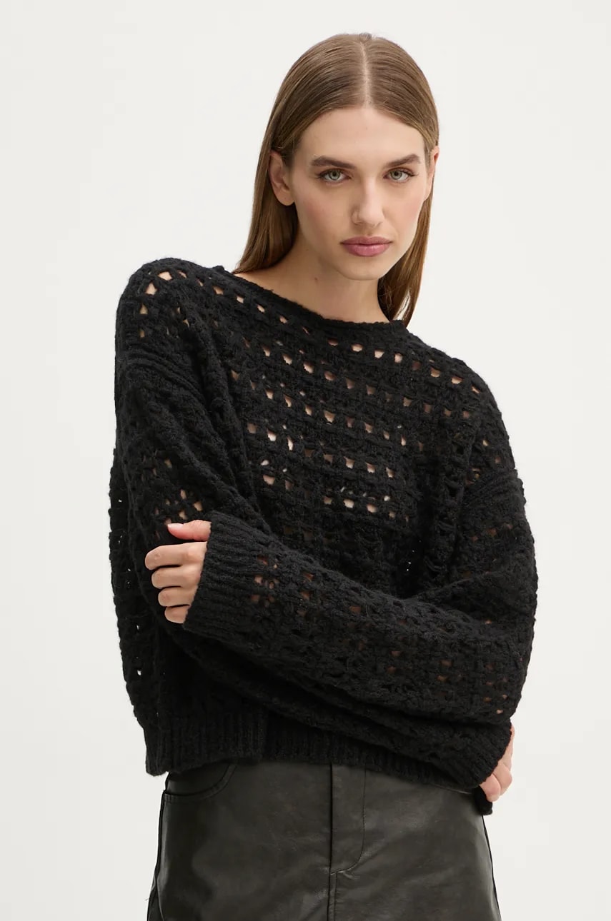 Drykorn pulover de lână femei, culoarea negru, 422088 88583 Drykorn pulover de lână femei, culoarea negru, 422088 88583