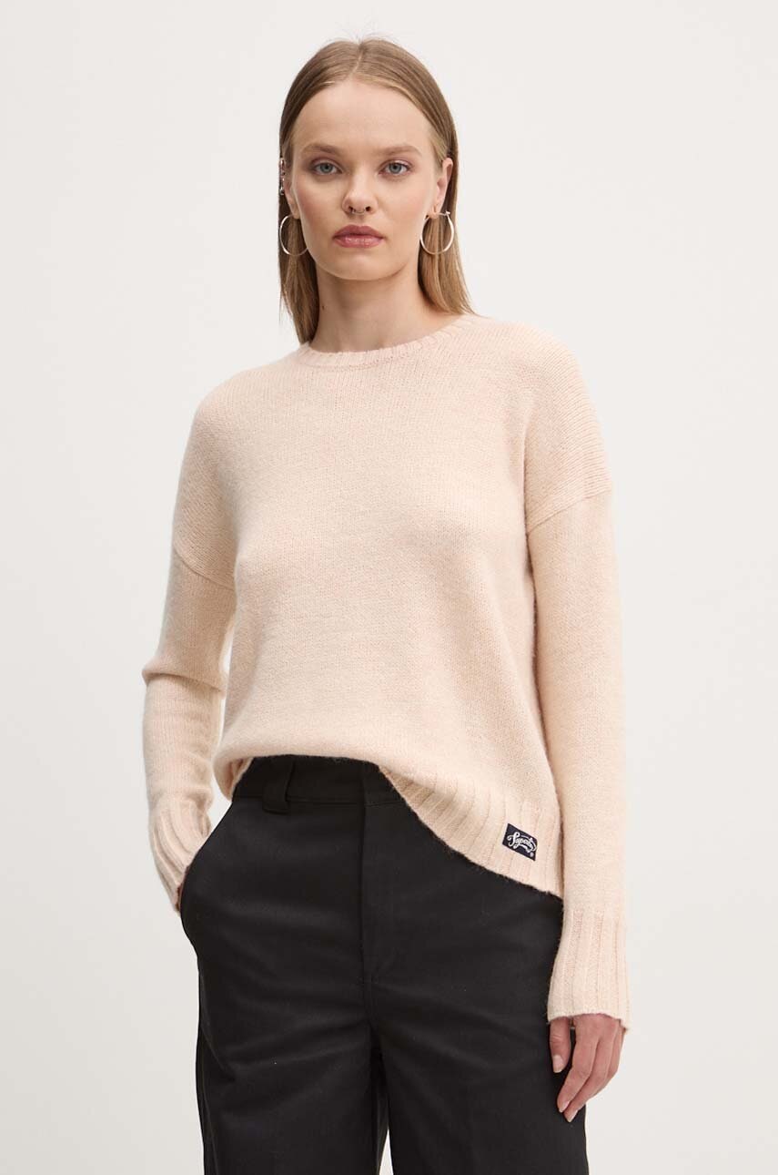 Superdry pulover din amestec de lana femei, culoarea portocaliu, light, W6110567A-C4F