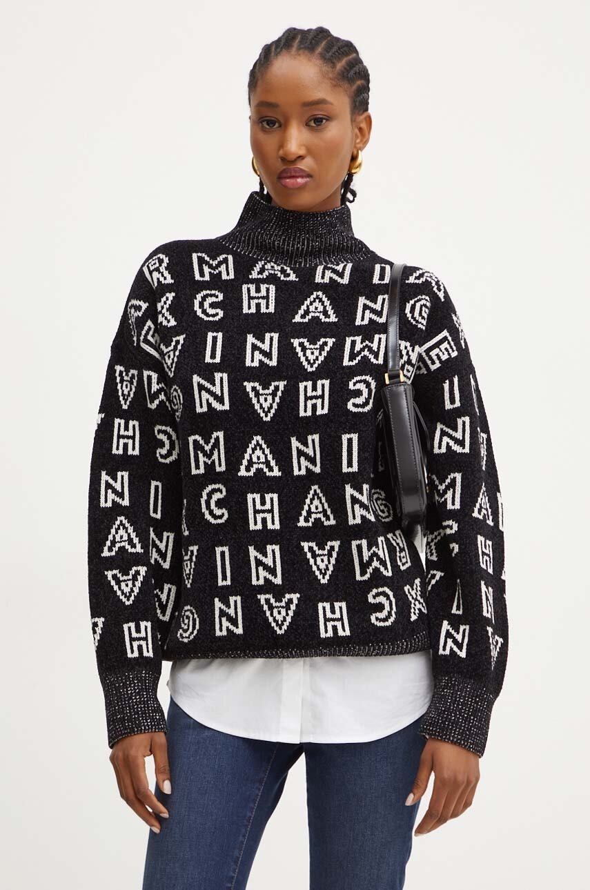 

Пуловер Armani Exchange дамски в черно с ниско поло 6DYM1P YM1SZ, Черен