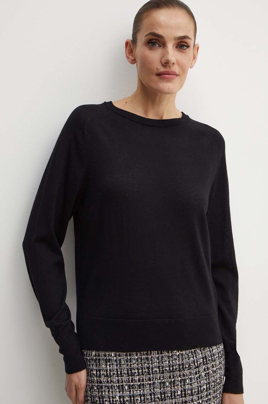 Max Mara Leisure pulover de lana femei, culoarea negru, light, 2426366088600