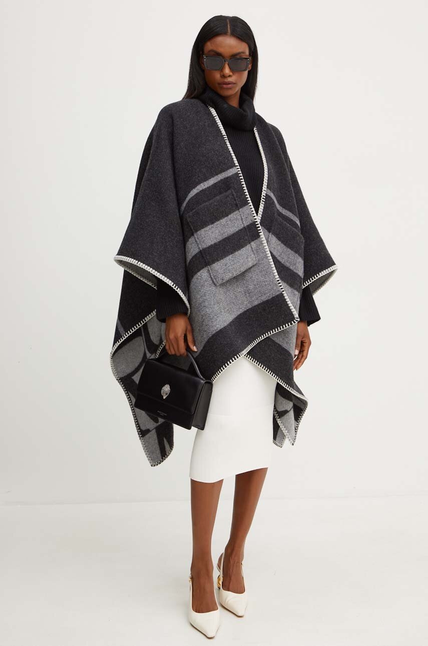

Вълнено пончо Max Mara Leisure в сиво от топла материя 2426736038600, Сив