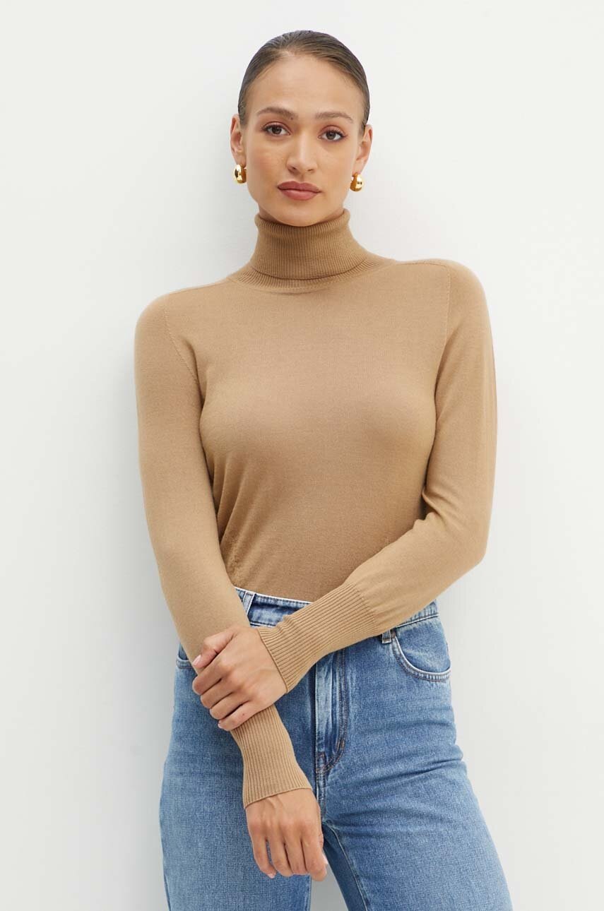 

Вълнен пуловер Luisa Spagnoli MANOS D дамски в бежово от лека материя с поло 58439, Бежов