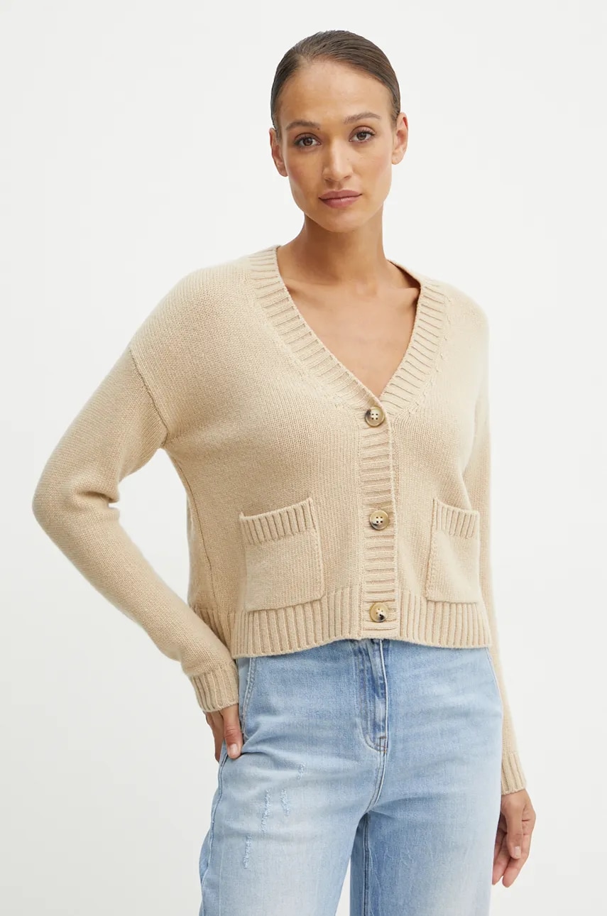 Weekend Max Mara cardigan din lână culoarea bej, 2425346042600 Weekend Max Mara cardigan din lână culoarea bej, 2425346042600