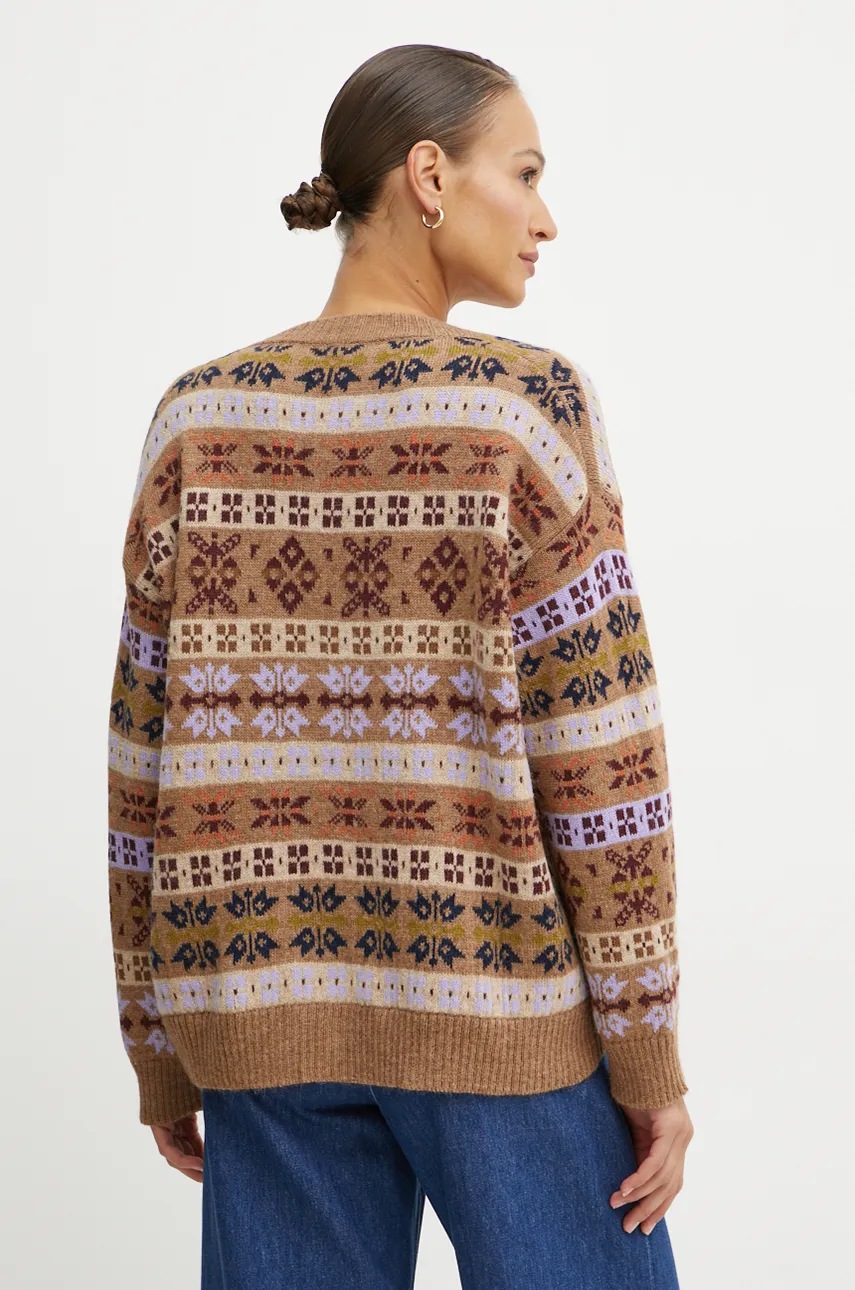 Вовняний кардиган Weekend Max Mara колір коричневий легкий 2425346062600 