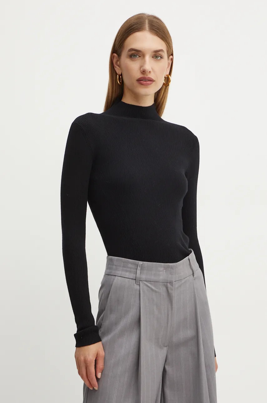 

Вълнен пуловер Weekend Max Mara дамски в черно от лека материя с ниско поло 2425366052600, Черен