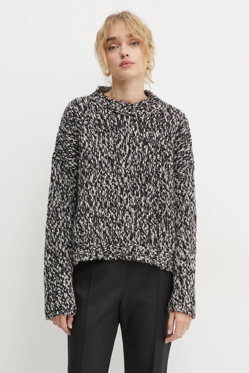 Weekend Max Mara pulover de lana femei, culoarea negru, călduros, 2425366062600 Weekend Max Mara pulover de lana femei, culoarea negru, călduros, 2425366062600