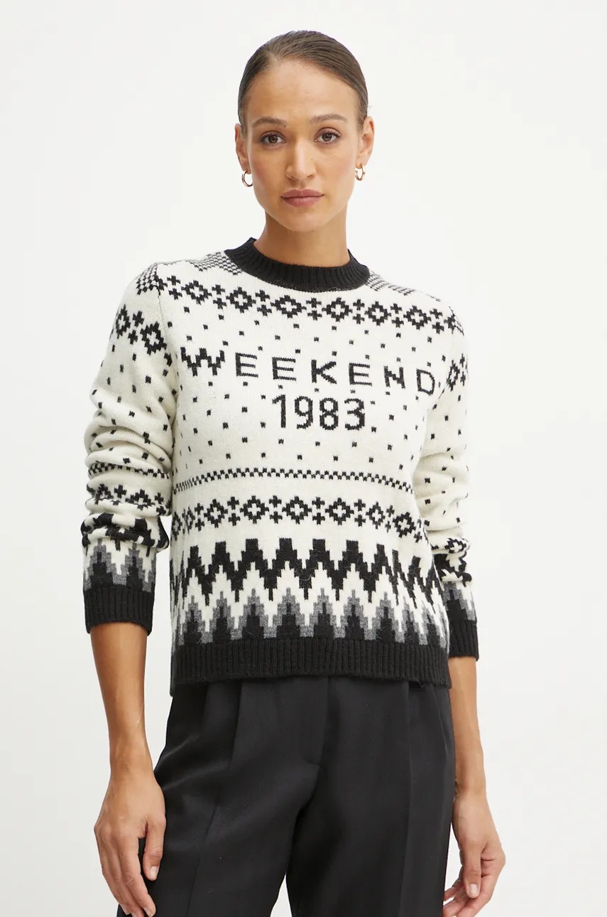 

Вълнен пуловер Weekend Max Mara дамски в бяло от лека материя 2425366232600, Бежов