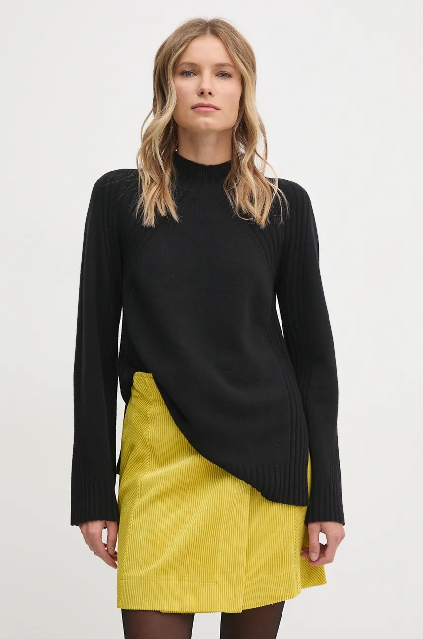 United Colors of Benetton pulover de lana femei, culoarea negru, light, 1244D203E