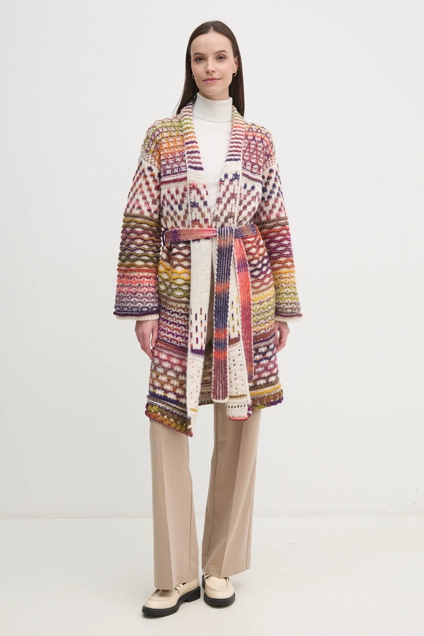 Кардиган с примесью шерсти United Colors of Benetton цвет бежевый тёплый 115CE6042 Кардиган с примесью шерсти United Colors of Benetton цвет бежевый тёплый 115CE6042