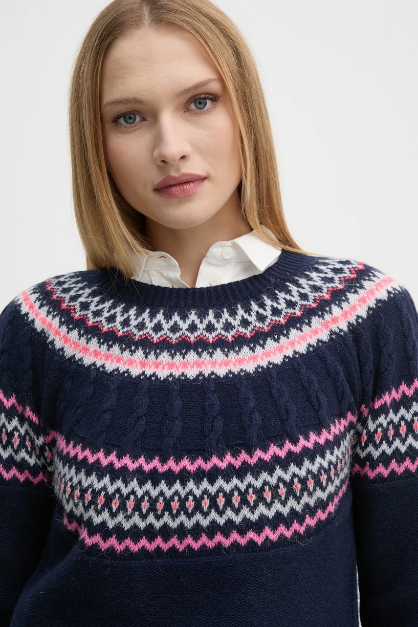 

Вълнен пуловер United Colors of Benetton дамски в тъмносиньо от лека материя 1144E10BY, Тъмносин
