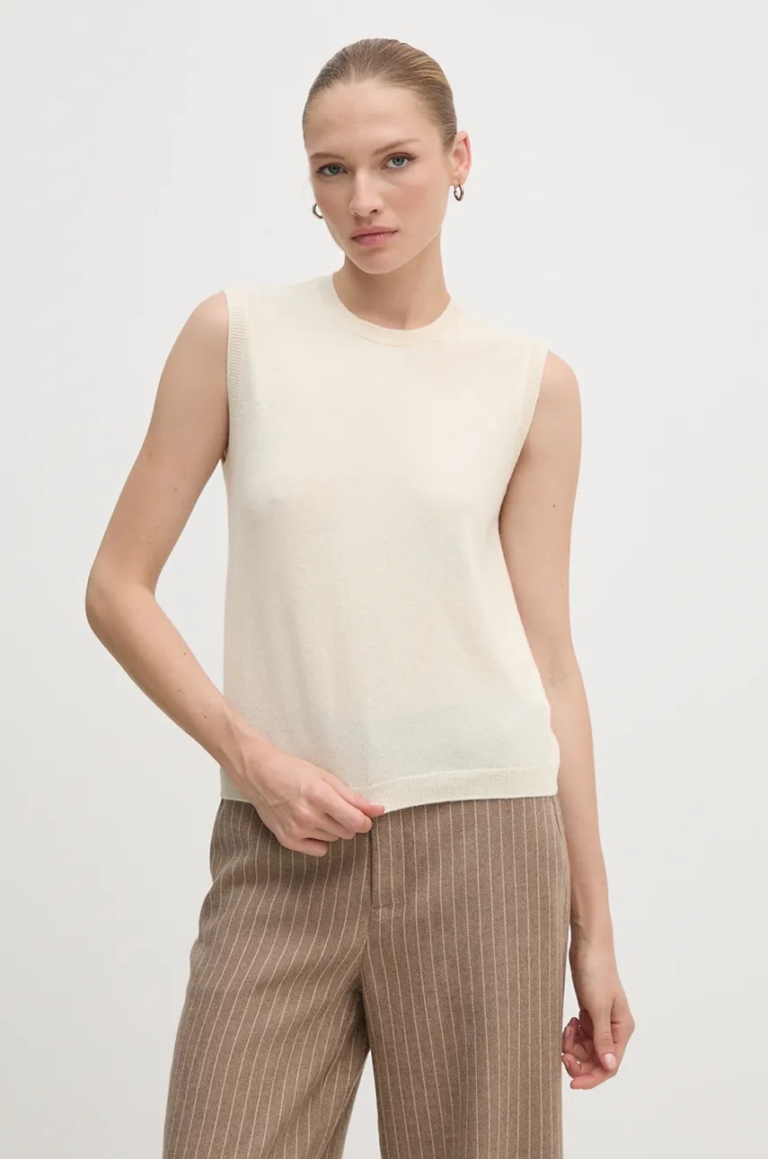 

Вълнен елек United Colors of Benetton в бежово от лека материя 1002D10D1, Бежов