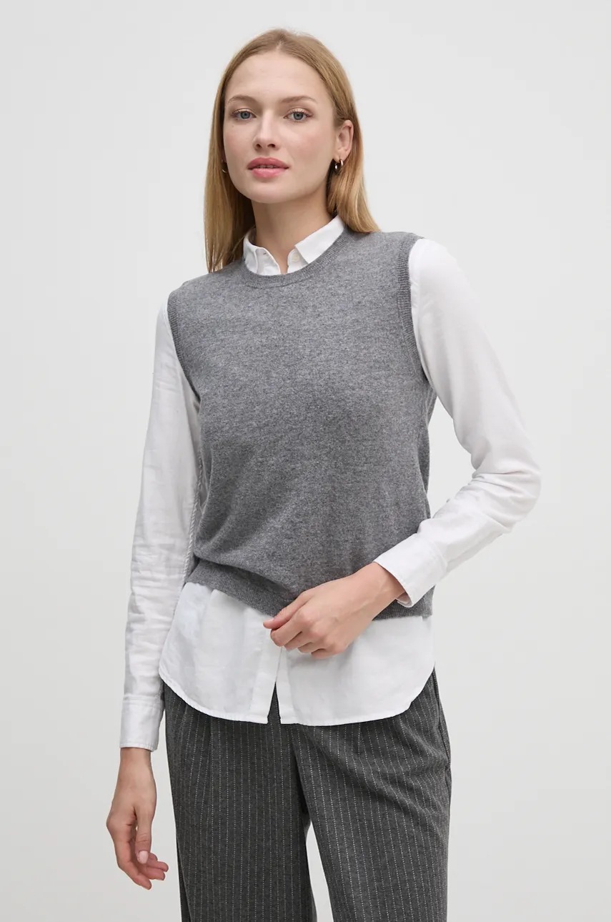 

Вълнен елек United Colors of Benetton в сиво от лека материя 1002D10D1, Сив