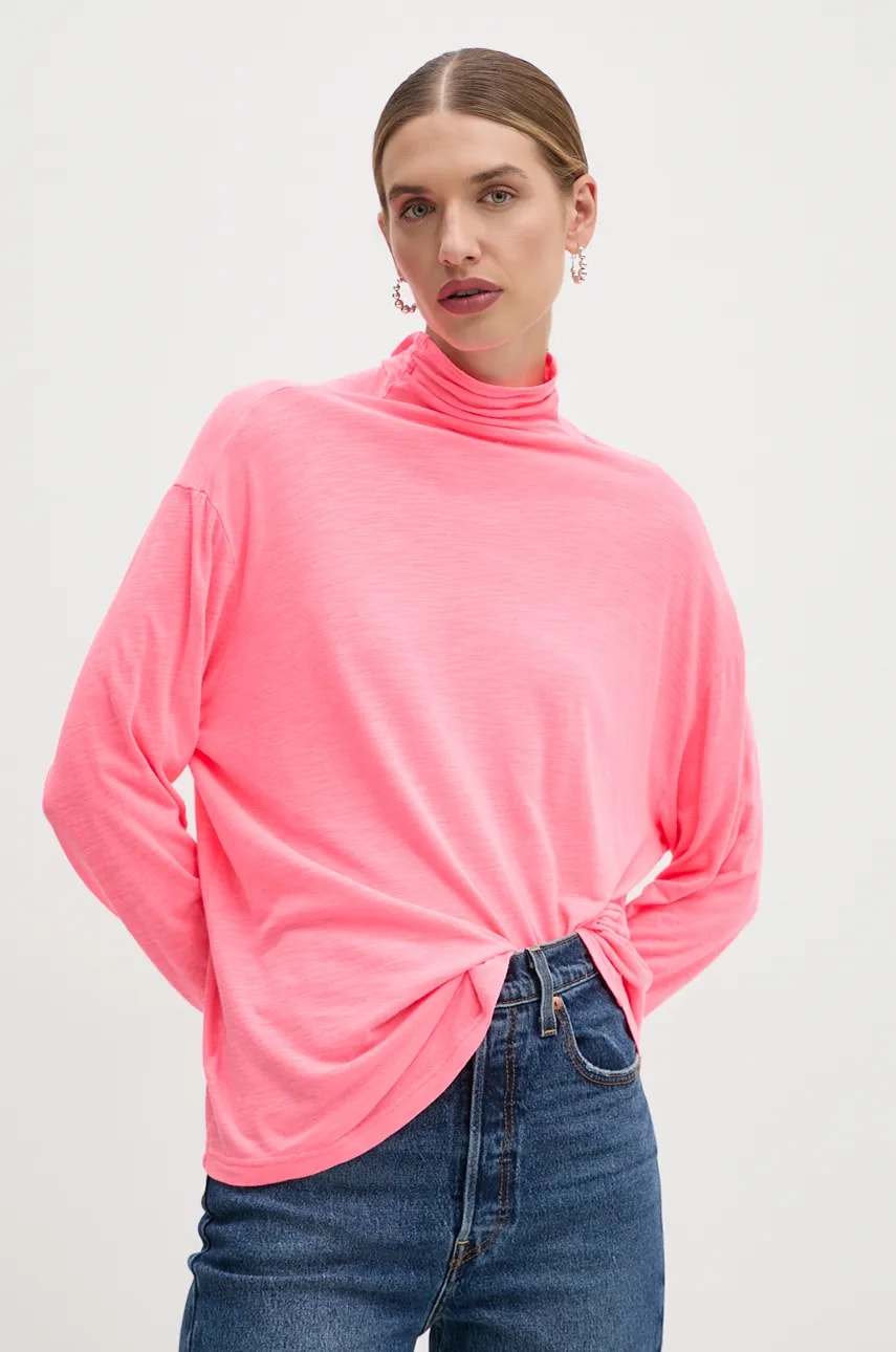 American Vintage tricou femei, culoarea roz, cu turtleneck, JAC02BVH24 American Vintage tricou femei, culoarea roz, cu turtleneck, JAC02BVH24