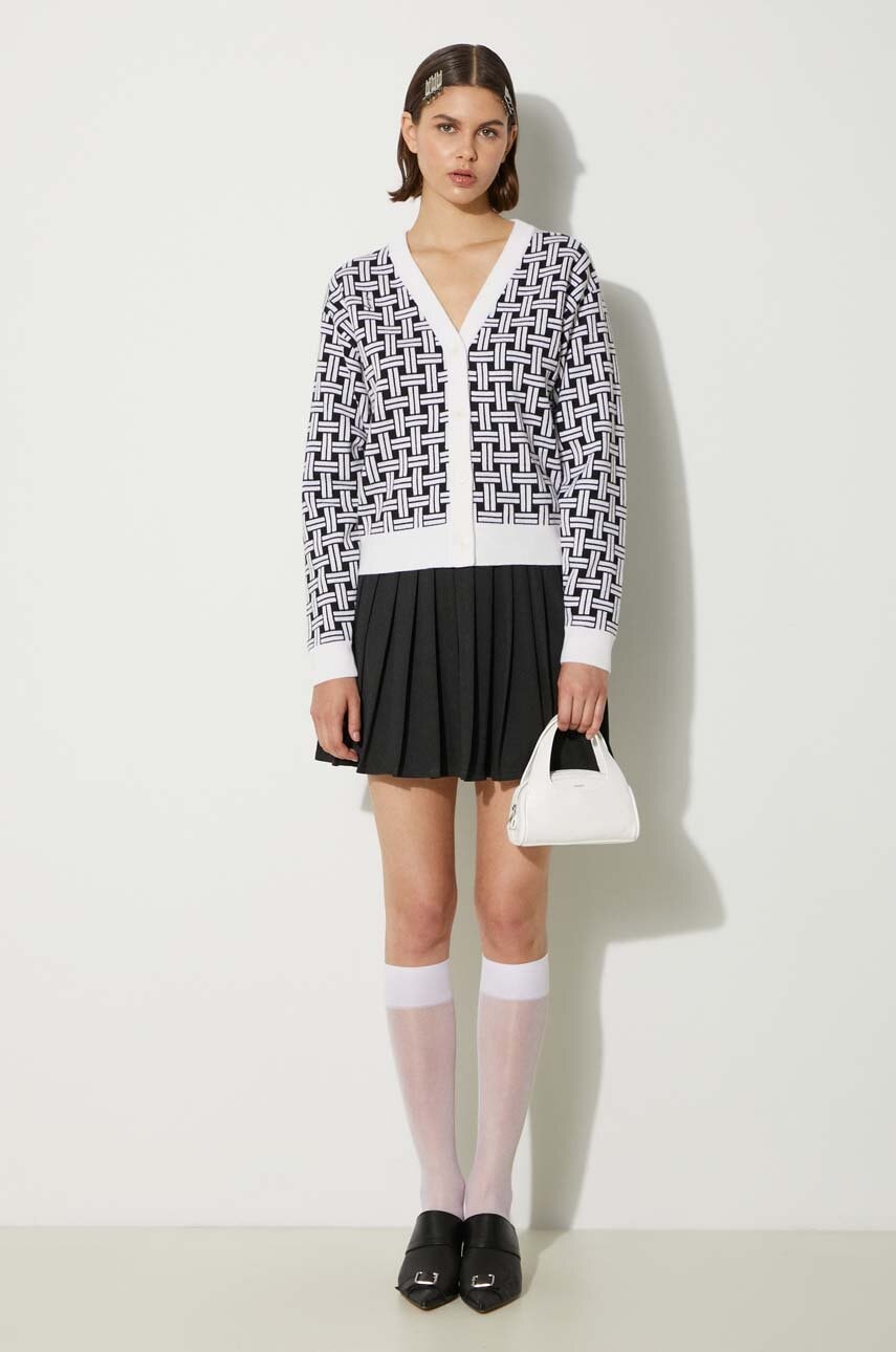 Levně Svetr s příměsí vlny Kenzo Weave Cardigan bílá barva, FE62CA4723CA.02