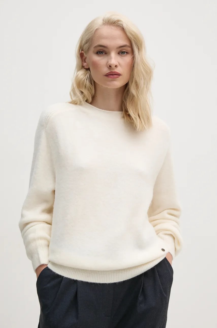Pepe Jeans pulover din amestec de lana IRMA CREW NECK femei, culoarea bej, light, PL702192 Pepe Jeans pulover din amestec de lana IRMA CREW NECK femei, culoarea bej, light, PL702192
