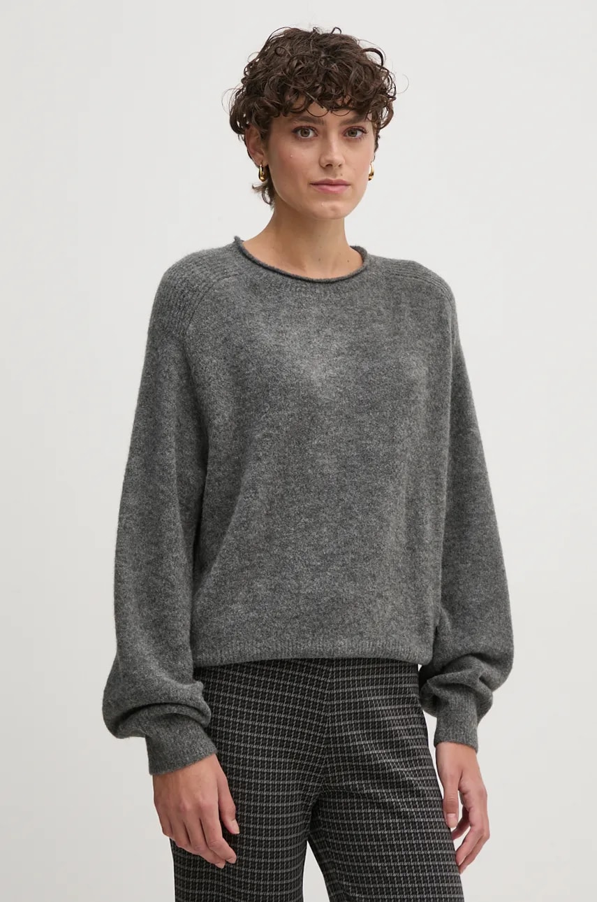 Pepe Jeans pulover din amestec de lana IRMA CREW NECK femei, culoarea gri, light, PL702192 Pepe Jeans pulover din amestec de lana IRMA CREW NECK femei, culoarea gri, light, PL702192
