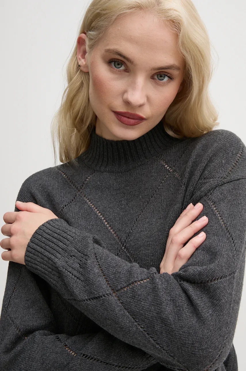 

Пуловер Pepe Jeans IDRIS PERKINS дамски в сиво с ниско поло PL702215, Сив