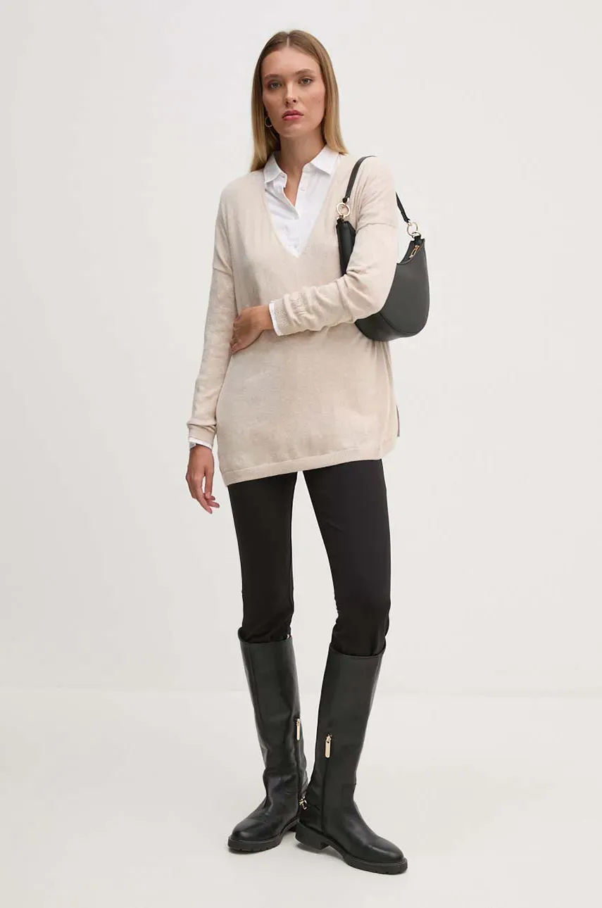 Свитер с примесью шерсти Pepe Jeans ISELA V-NECK женский цвет бежевый лёгкий PL702220 Свитер с примесью шерсти Pepe Jeans ISELA V-NECK женский цвет бежевый лёгкий PL702220