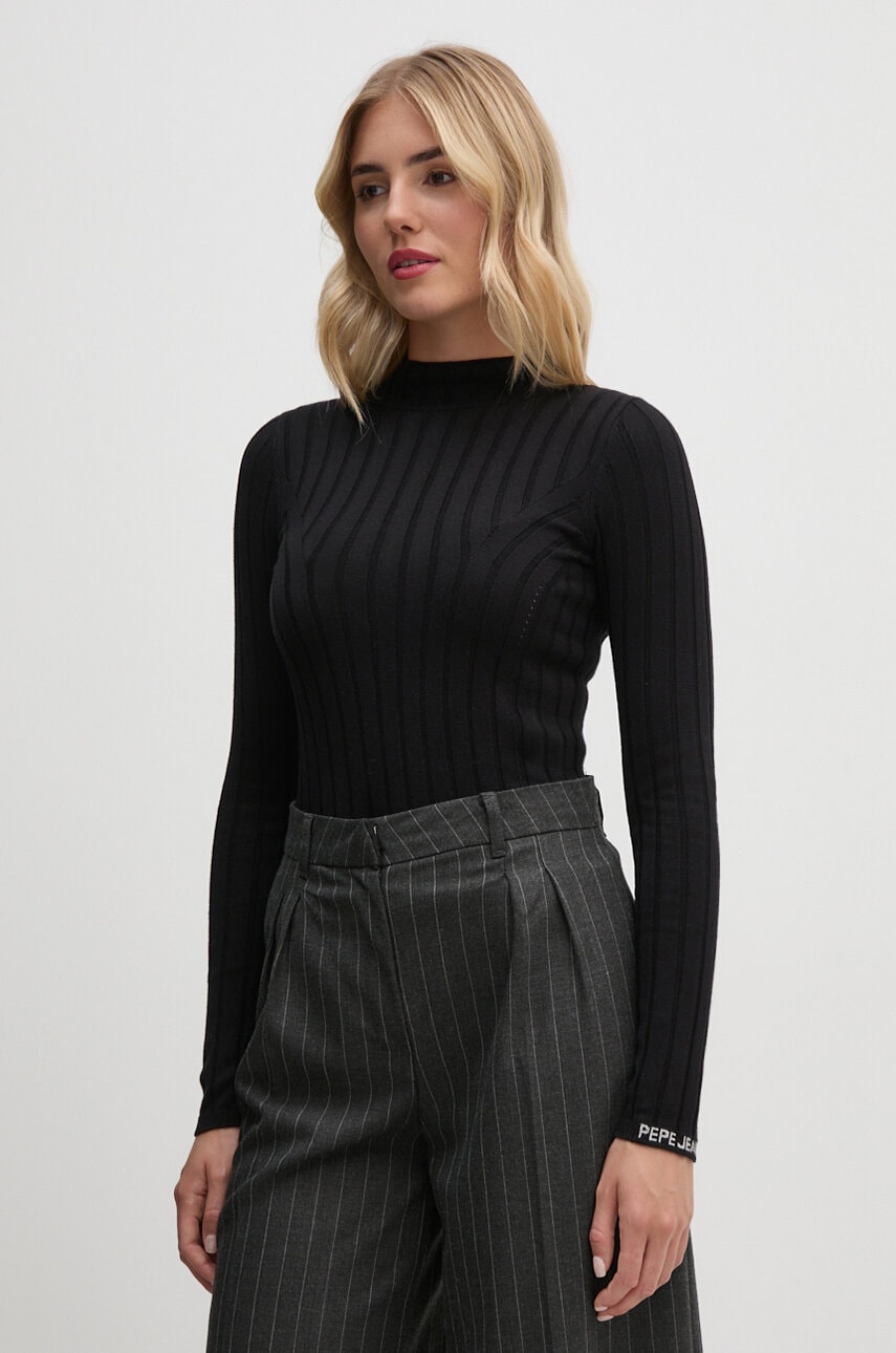 Pepe Jeans pulover IZABEL TURTLENECK femei, culoarea negru, PL702224