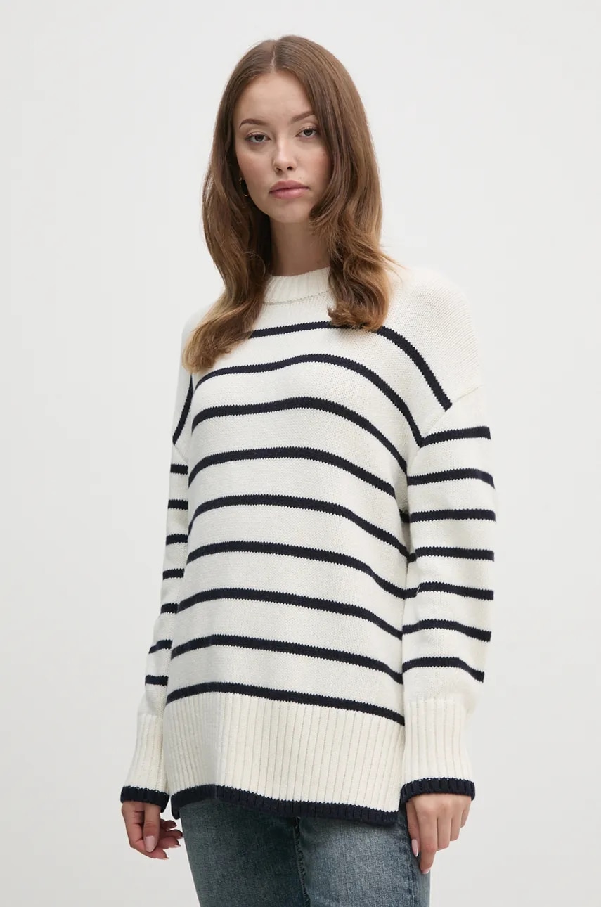 Barbour pulover din amestec de lana femei, culoarea bej, LKN1580