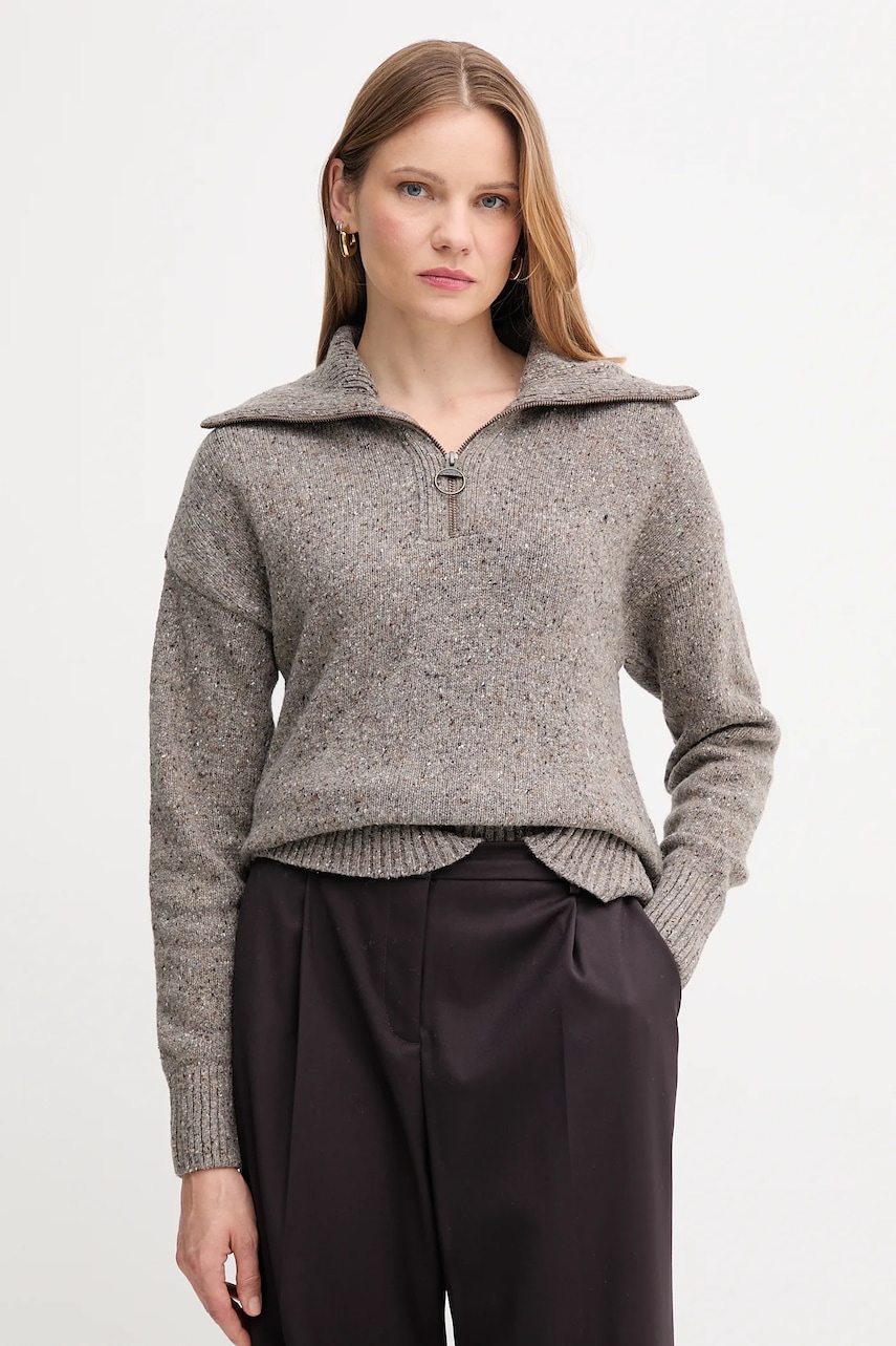 Barbour pulover de lână culoarea gri, cu turtleneck, LKN1579