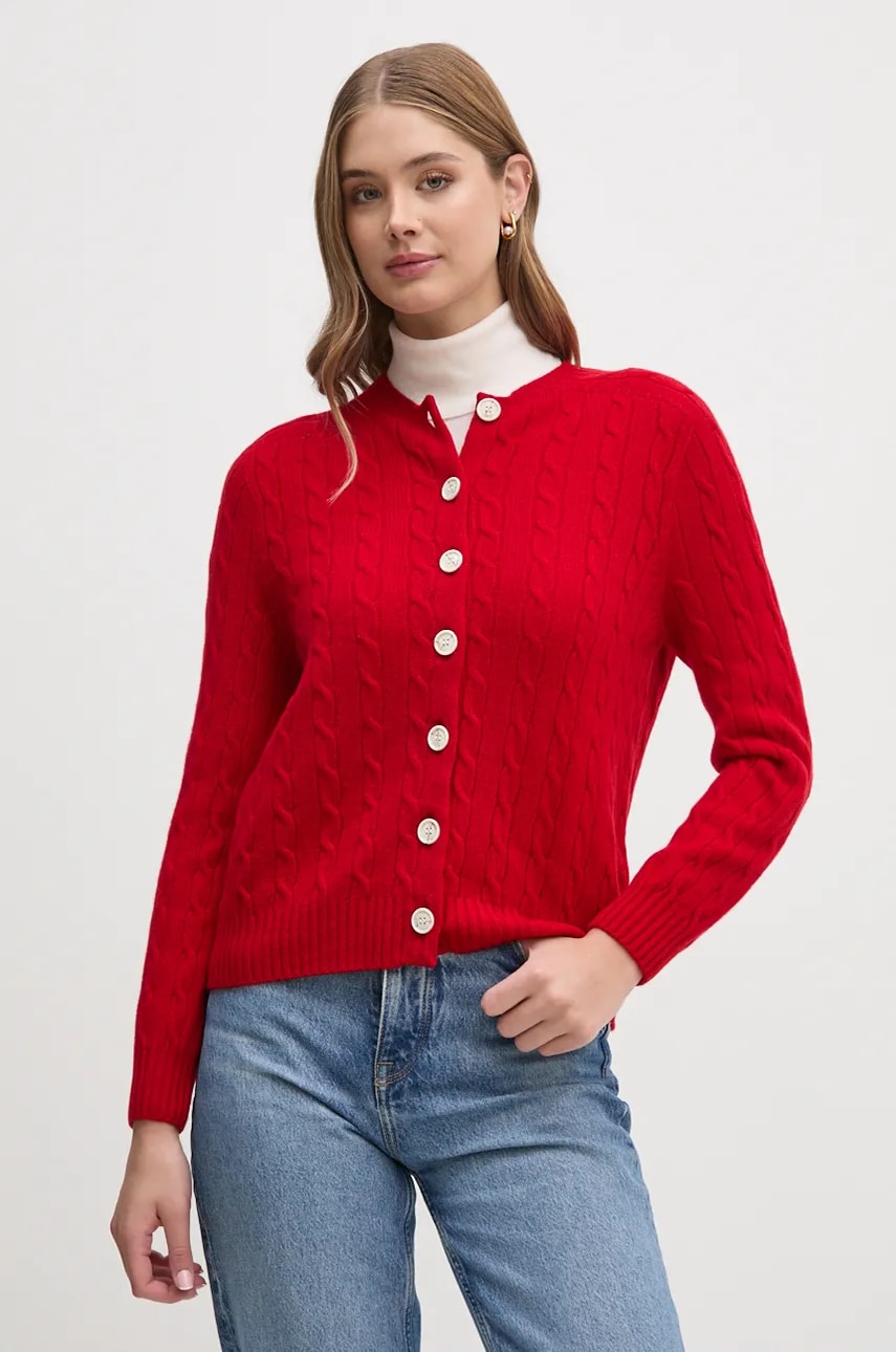 Barbour cardigan din lana Barbour x Alexa Chung culoarea rosu, light, LKN1608 Barbour cardigan din lana Barbour x Alexa Chung culoarea rosu, light, LKN1608