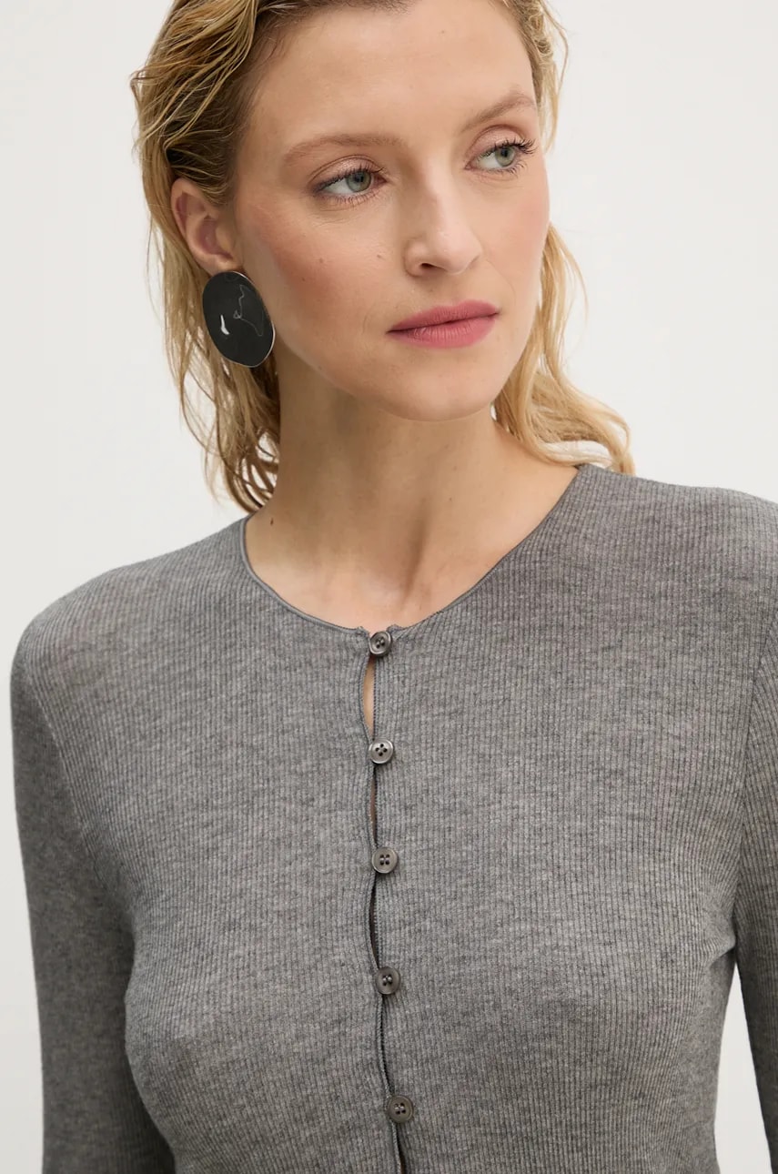 Samsoe Samsoe cardigan din amestec de lana SASONNET culoarea gri, light, F24300033 Samsoe Samsoe cardigan din amestec de lana SASONNET culoarea gri, light, F24300033