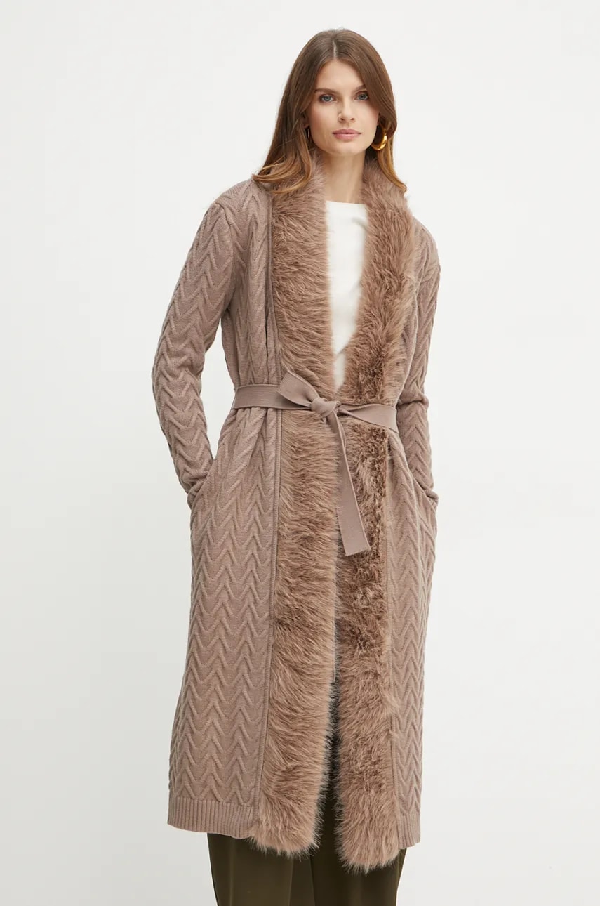 Levně Kardigan Marciano Guess PAULA dámský, hnědá barva, hřejivý, 4BGR47 5618Z