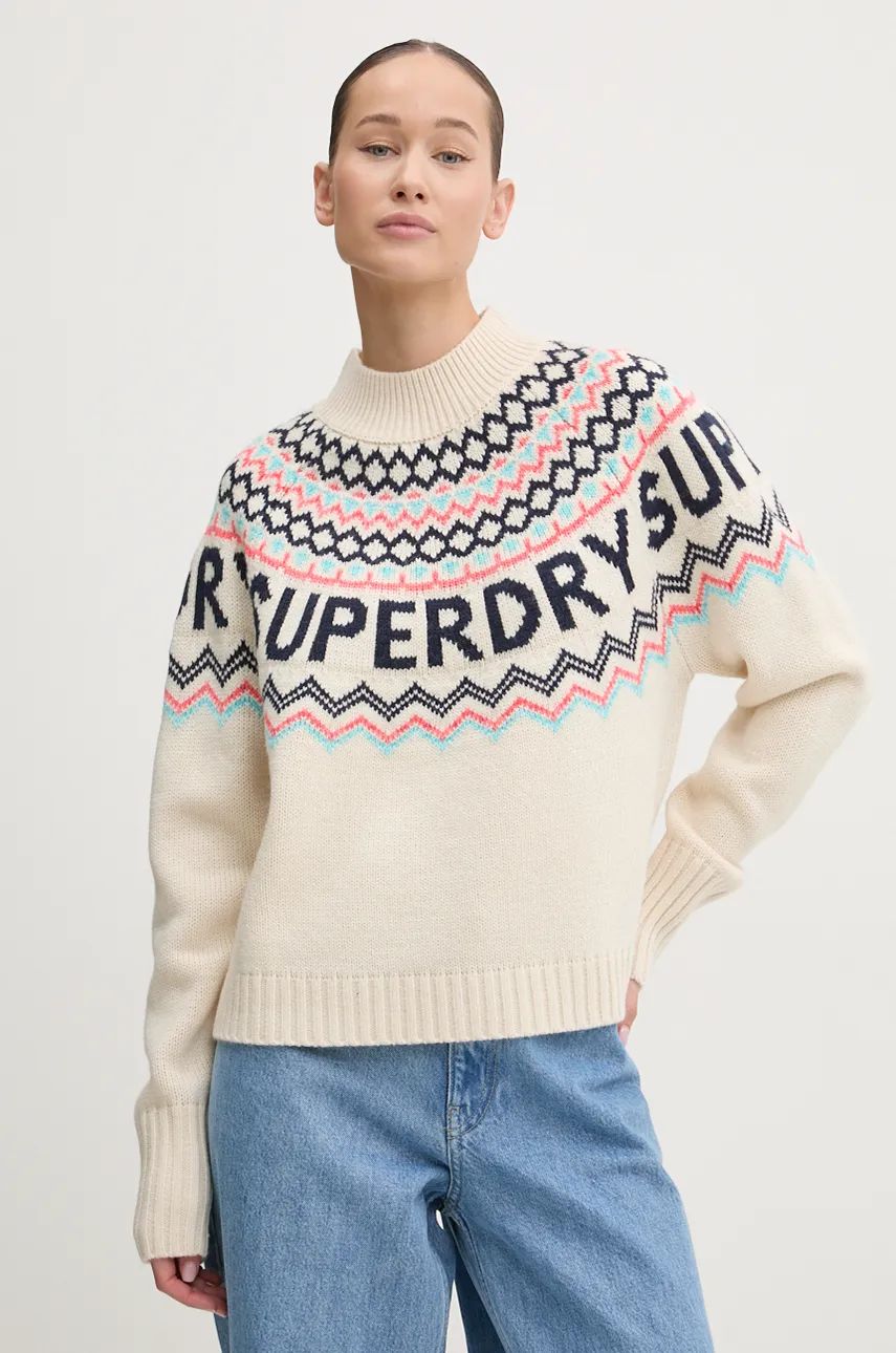 

Пуловер с вълна Superdry дамски в бежово W6110555A-B9Q, Бежов