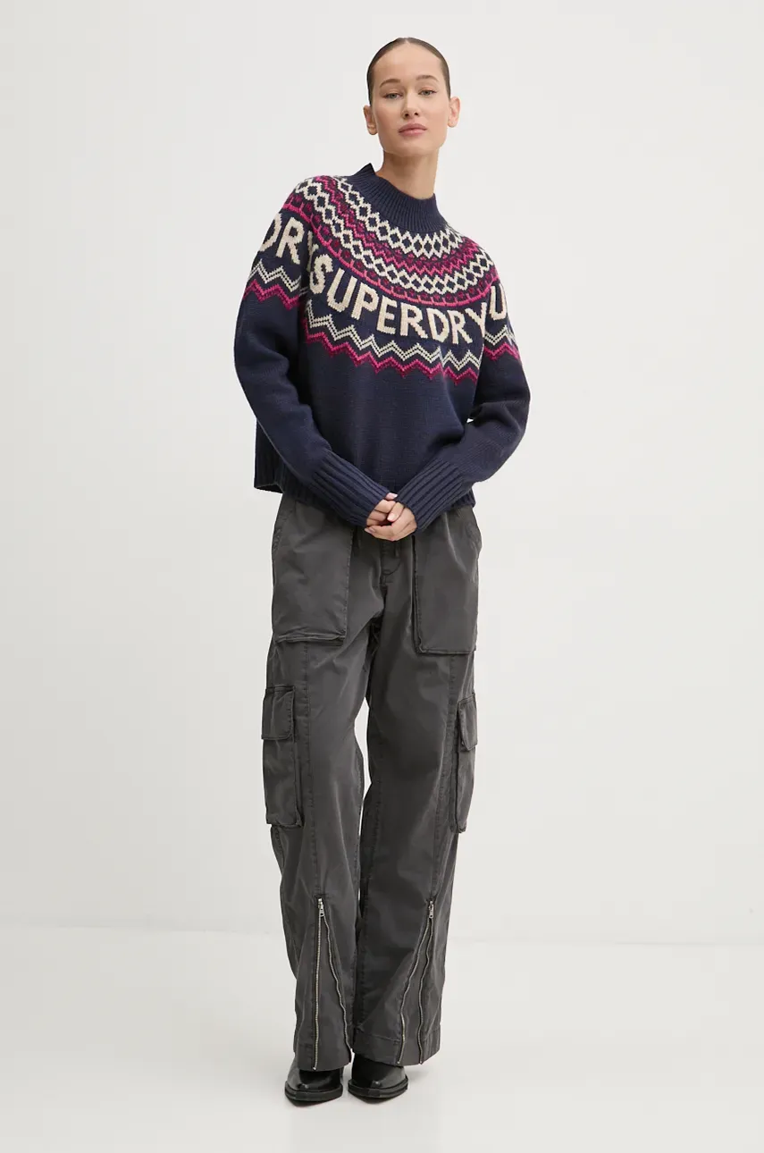 Свитер с примесью шерсти Superdry женский цвет синий W6110555A-B9R Свитер с примесью шерсти Superdry женский цвет синий W6110555A-B9R