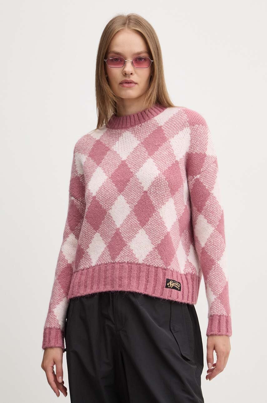 Superdry pulover femei, culoarea roz, W6110574A-2YX Superdry pulover femei, culoarea roz, W6110574A-2YX