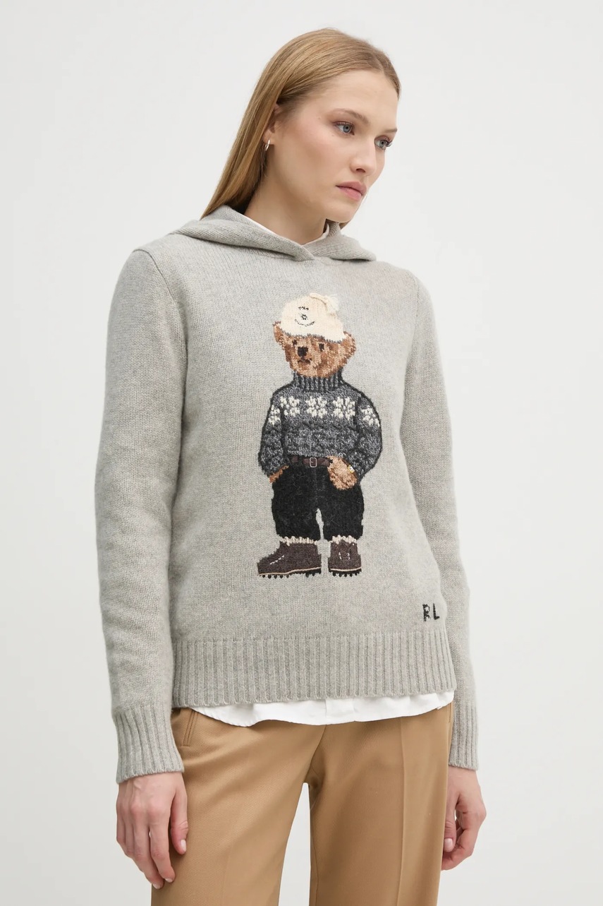 

Вълнен пуловер Polo Ralph Lauren дамски в сиво 211947927, Сив