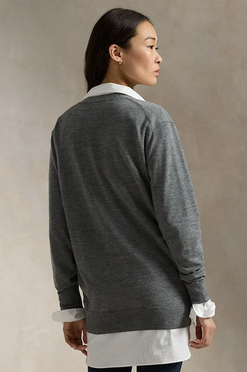 Шерстяной кардиган Polo Ralph Lauren цвет серый 211956233 Шерстяной кардиган Polo Ralph Lauren цвет серый 211956233