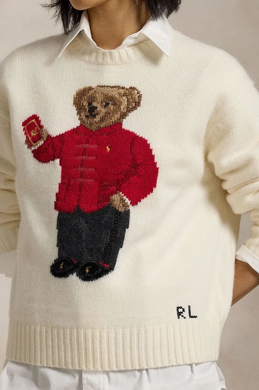 Vuneni pulover Polo Ralph Lauren za žene, boja: bijela, 211961280