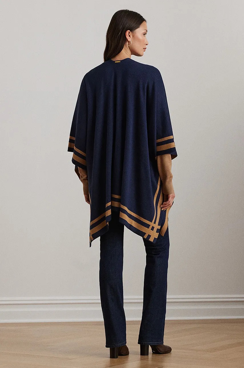 Пончо с примесью шерсти Lauren Ralph Lauren цвет синий 454960145