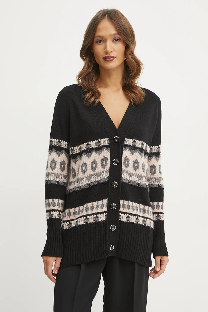Marella cardigan din lana femei, culoarea negru, 2423346102200