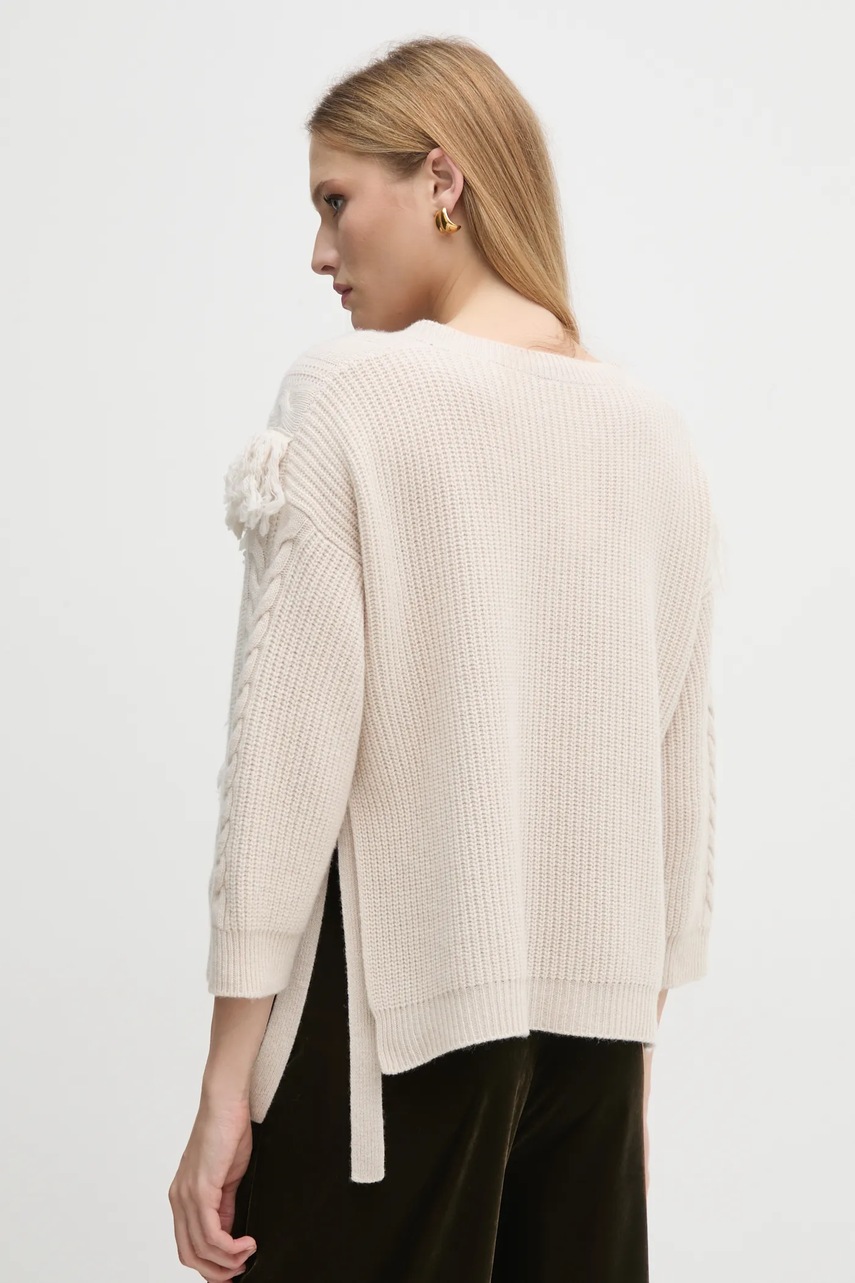 Μάλλινο πουλόβερ Marella γυναικείο, χρώμα: μπεζ, 2423366035200 φωτογραφία