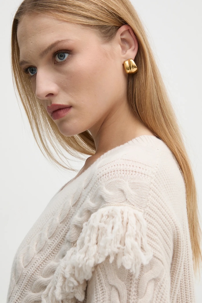 Μάλλινο πουλόβερ Marella γυναικείο, χρώμα: μπεζ, 2423366035200 φωτογραφία